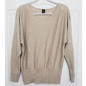 Madison Lilly Gold Metallic Dolman Sleeve Sweater Size XL Holiday Party New Year